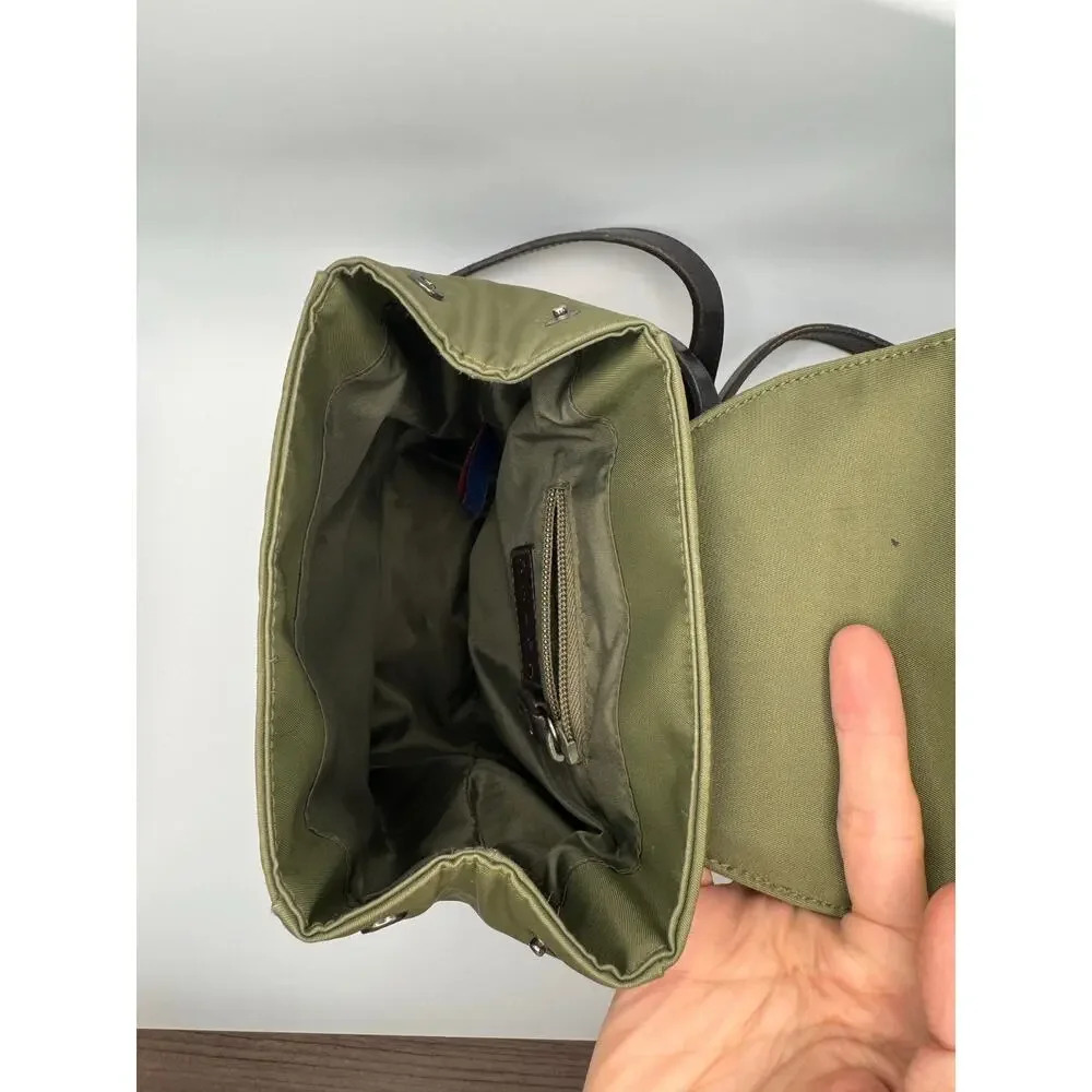 Vintage Ralph Lauren Green Nylon Women’s Backpack Leather Handles - Picture 9 of 13